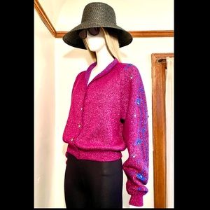 TED LAPIDUS - PARIS Metallic Cardigan - Sz Euro 40 Sz U.S. = Sm